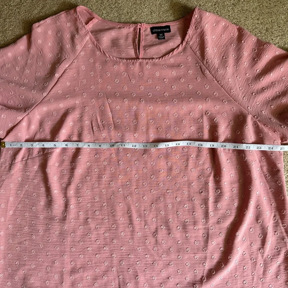Chloe + Rene Pink Ruffled Sleeve Blouse - Picture 4 of 7